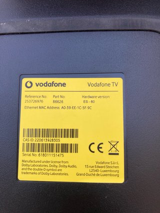 Decodificador Vodafone con Mando y Cargador