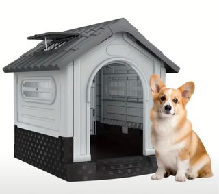 Casa para perro gris y blanco