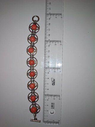 Pulsera Vintage de Eslabones y Cuentas coral