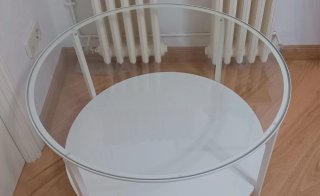 Mesa de centro VITTSJO redonda de cristal
