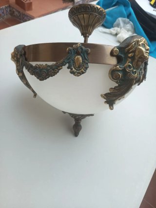 Lámpara de techo cristal y bronce
