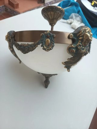 Lámpara de techo cristal y bronce