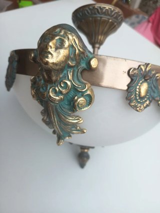 Lámpara de techo cristal y bronce