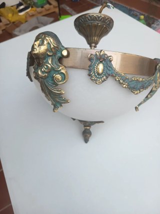 Lámpara de techo cristal y bronce
