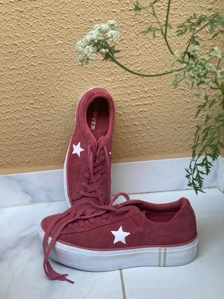 Converse One Star Plataforma Gamuza Roja