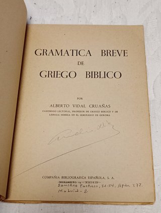 'Gramática de griego bíblico', A. Vidal (1962)
