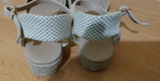 Sandalias esparto beige con brillos