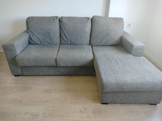 Sofá modular gris 3 plazas con chaiselongue