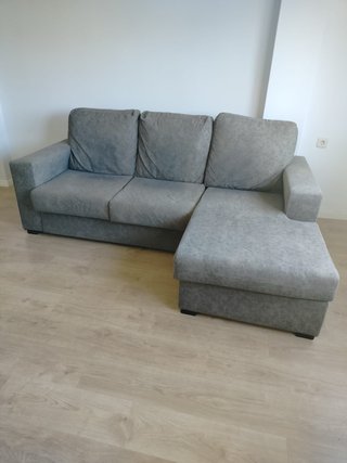 Sofá modular gris 3 plazas con chaiselongue