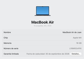 MacBook Air M4 2025 Gris Espacial con Garantía
