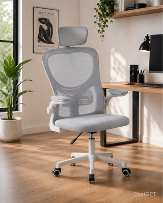 Silla ergonómica gris y blanca