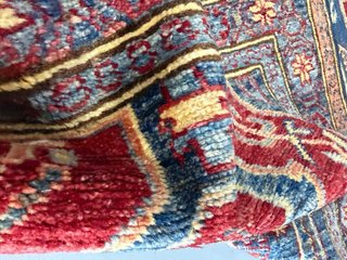 Alfombra Kazak Afgana Lana Azul Roja