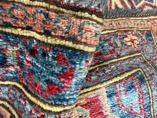Alfombra Kazak Afgana Lana Azul Roja