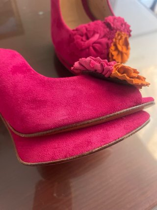 Sandalias Lodi tacón fucsia y naranja