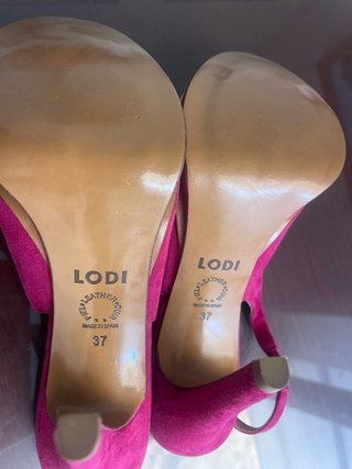 Sandalias Lodi tacón fucsia y naranja