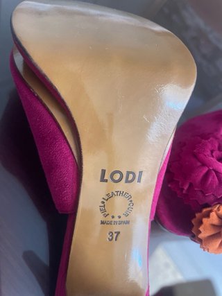 Sandalias Lodi tacón fucsia y naranja