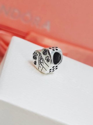 Charm plata s925 corazón huella mascota