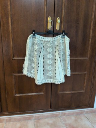 Delantal ganchillo antiguo beige