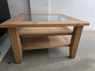 Mesa centro madera maciza con cristal