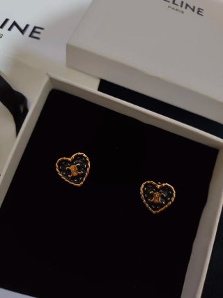Aretes Celine Corazón Dorado y Marrón