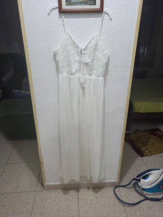 Vestido largo blanco encaje