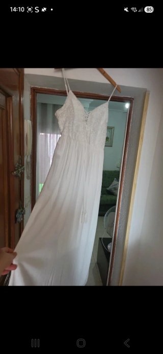 Vestido largo blanco encaje