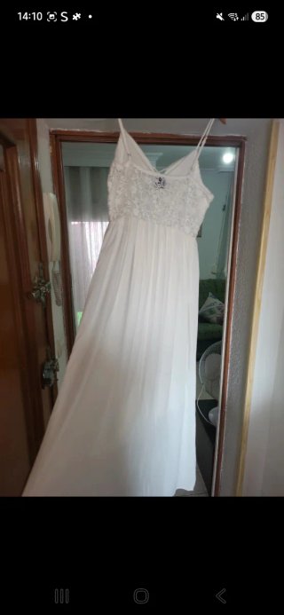 Vestido largo blanco encaje