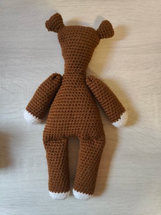 Peluche Perro Tejido Marrón y Blanco
