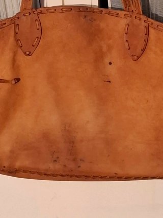 Borsa grande in cuoio marrone con fiori