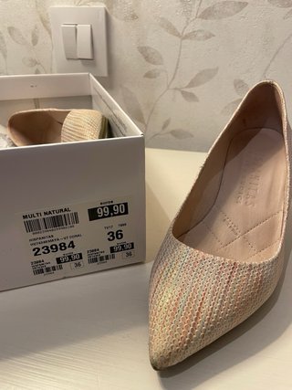 Zapatos Hispanitas Talla 36 Natural/Oro/Rosa