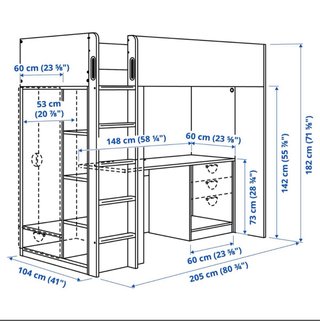 Cama alta IKEA SMASTAD con escritorio