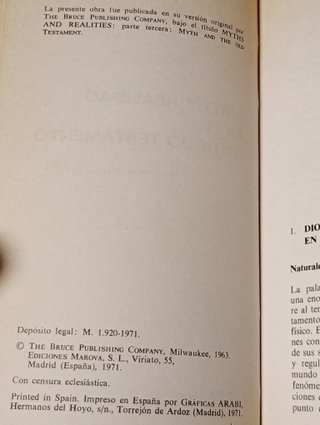 'Mito y Realidad en el Antiguo Testamento' (1971)