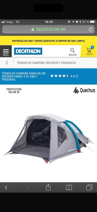 Tienda campaña familiar Air Seconds 4 XL