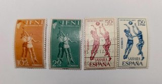 Lote 4 sellos IFNI y Sahara 1958-65 España
