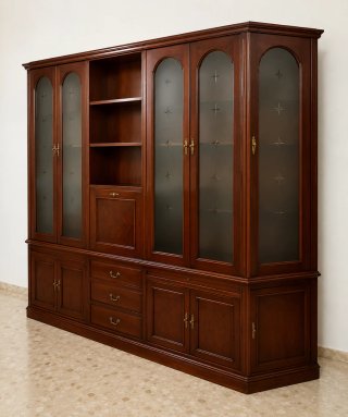 Mueble de salón de madera oscura