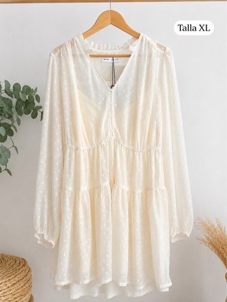 Vestido lunares blanco talla XL