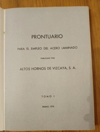 Prontuario altos hornos Vizcaya acero laminado 70s