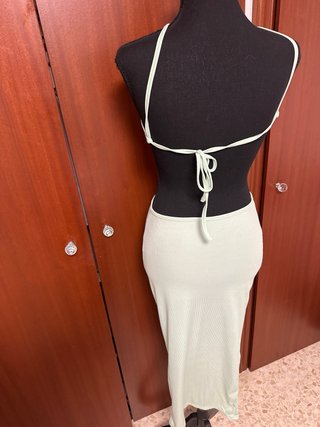 Vestido verde agua con aberturas Talla S