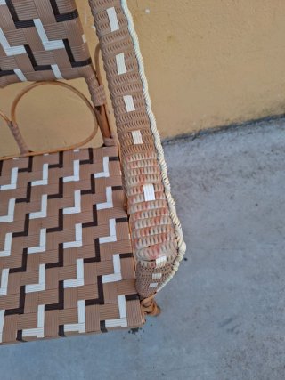 Butaca Ratán Años 60 Marrón y Blanco