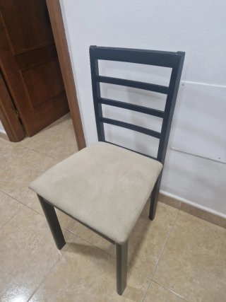 3 Sillas Madera Tapizadas Beige