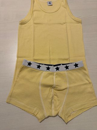 2 Canotte Petit Bateau righe con boxer coordinati