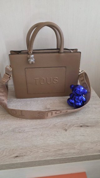 Bolso Marrón con Oso Azul