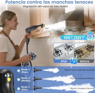 Limpiador Vapor Portátil 2500W Vaporeta Mano