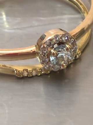 Anillo Oro 18k Diamantes y Aguamarina Natural