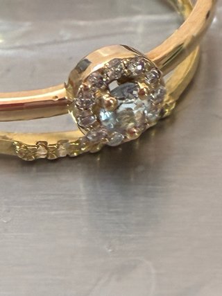 Anillo Oro 18k Diamantes y Aguamarina Natural