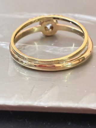 Anillo Oro 18k Diamantes y Aguamarina Natural