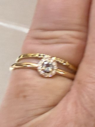 Anillo Oro 18k Diamantes y Aguamarina Natural