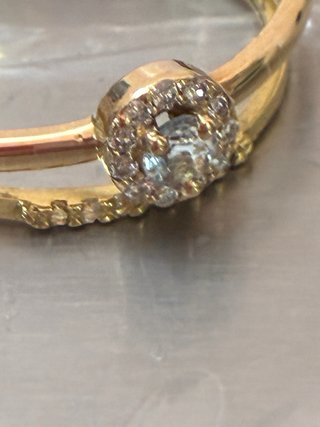 Anillo Oro 18k Diamantes y Aguamarina Natural