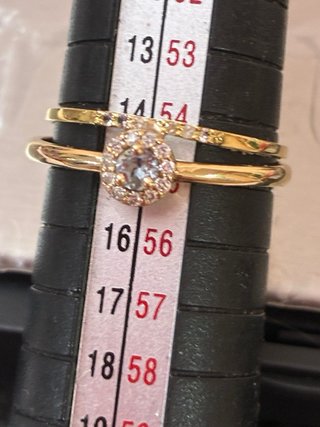 Anillo Oro 18k Diamantes y Aguamarina Natural