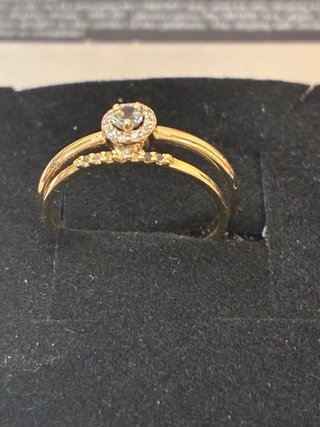 Anillo Oro 18k Diamantes y Aguamarina Natural
